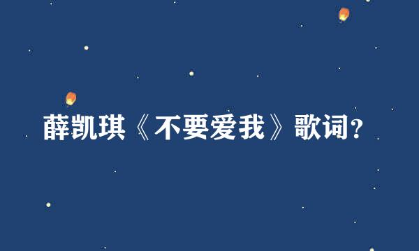 薛凯琪《不要爱我》歌词？