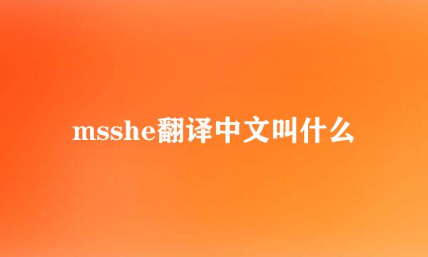 msshe翻译中文叫什么