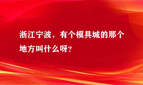 浙江宁波，有个模具城的那个地方叫什么呀？