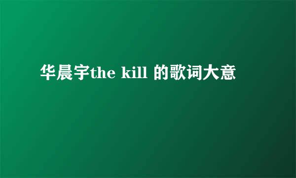 华晨宇the kill 的歌词大意