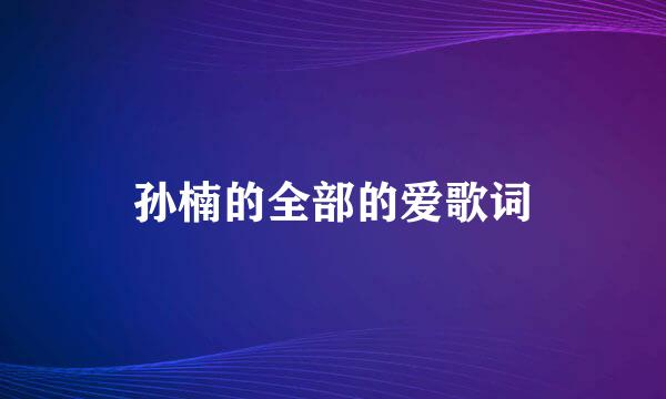 孙楠的全部的爱歌词