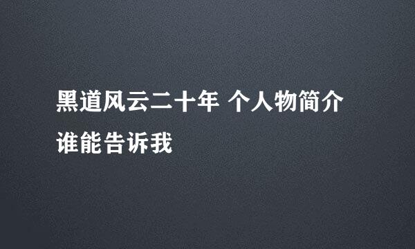 黑道风云二十年 个人物简介 谁能告诉我