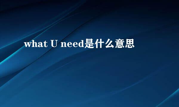 what U need是什么意思