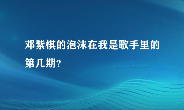 邓紫棋的泡沫在我是歌手里的第几期？