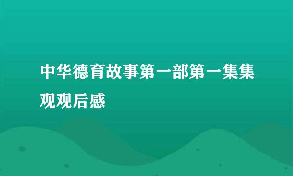 中华德育故事第一部第一集集观观后感