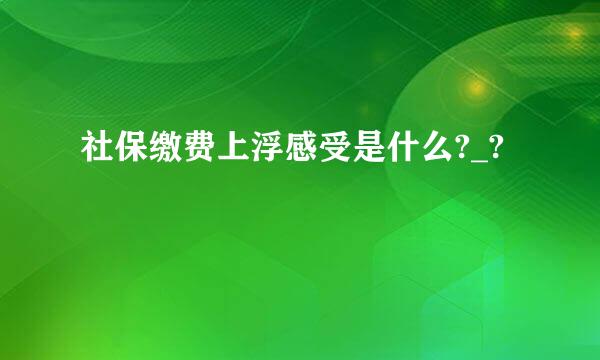 社保缴费上浮感受是什么?_?