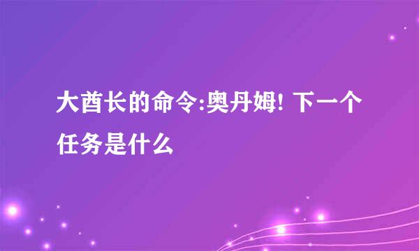 大酋长的命令:奥丹姆! 下一个任务是什么