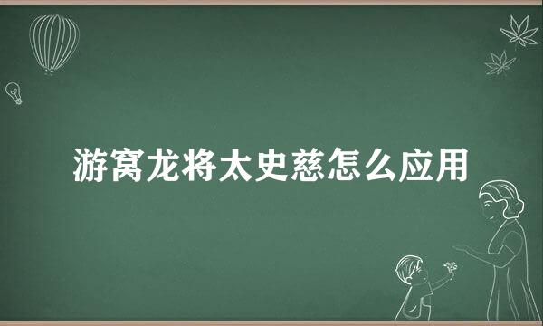 游窝龙将太史慈怎么应用