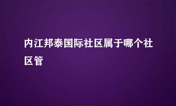 内江邦泰国际社区属于哪个社区管