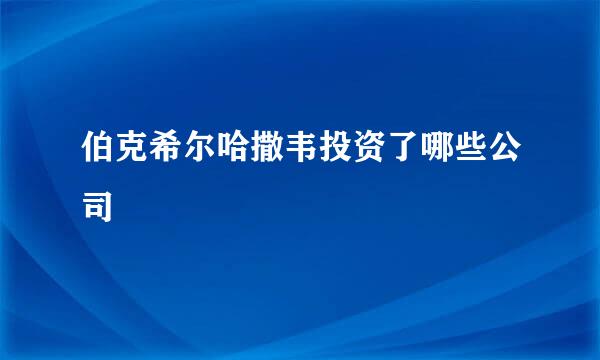 伯克希尔哈撒韦投资了哪些公司