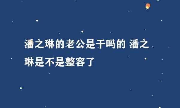 潘之琳的老公是干吗的 潘之琳是不是整容了