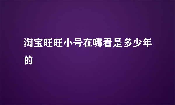 淘宝旺旺小号在哪看是多少年的