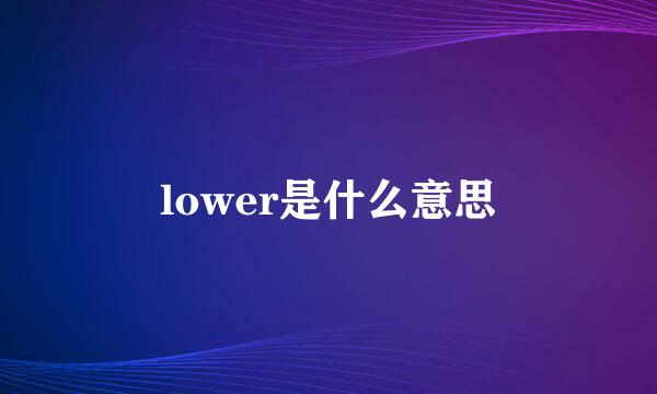 lower是什么意思