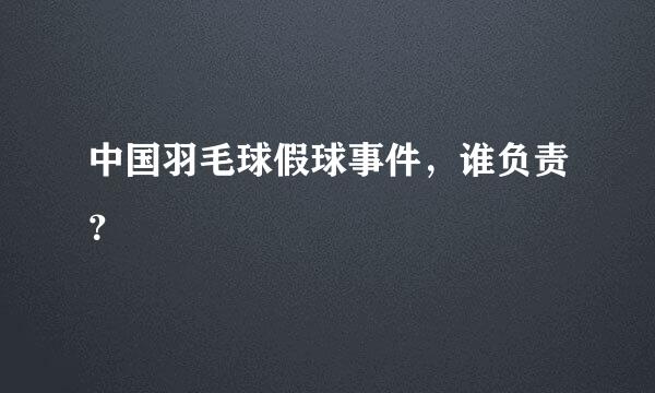 中国羽毛球假球事件，谁负责？