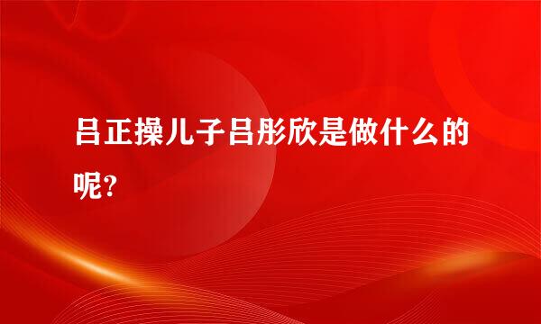 吕正操儿子吕彤欣是做什么的呢?