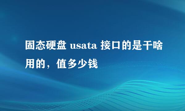 固态硬盘 usata 接口的是干啥用的，值多少钱