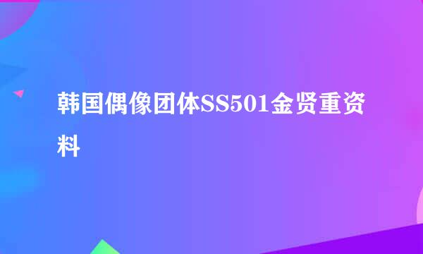 韩国偶像团体SS501金贤重资料