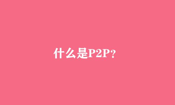 什么是P2P？