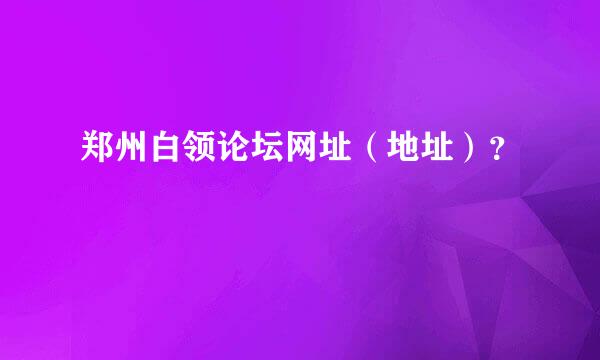 郑州白领论坛网址（地址）？