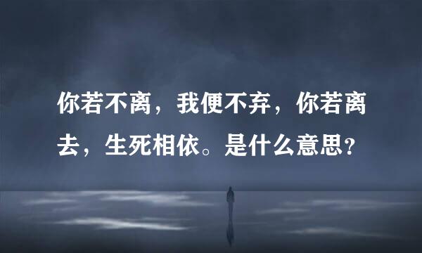 你若不离，我便不弃，你若离去，生死相依。是什么意思？