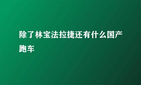 除了林宝法拉捷还有什么国产跑车