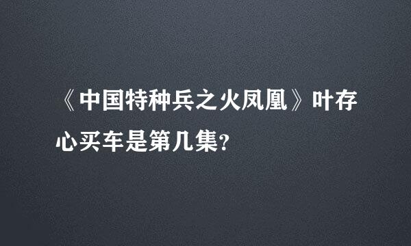 《中国特种兵之火凤凰》叶存心买车是第几集？