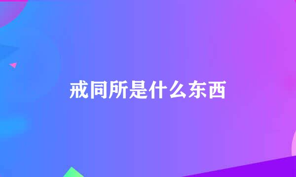 戒同所是什么东西