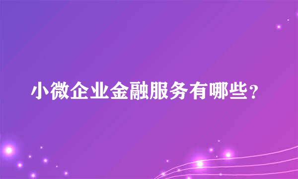 小微企业金融服务有哪些？