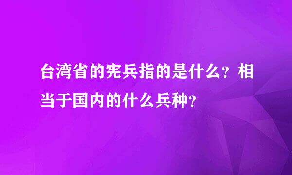 台湾省的宪兵指的是什么？相当于国内的什么兵种？