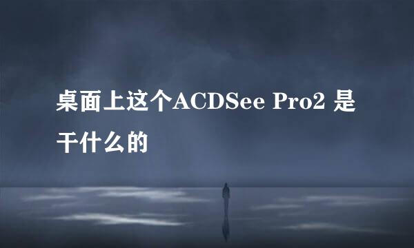 桌面上这个ACDSee Pro2 是干什么的