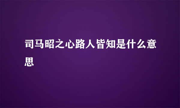 司马昭之心路人皆知是什么意思