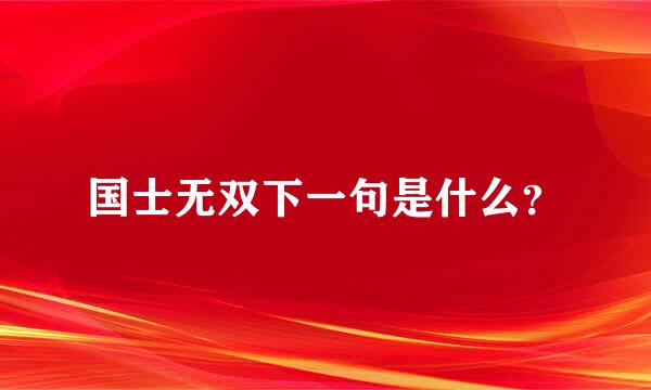 国士无双下一句是什么？