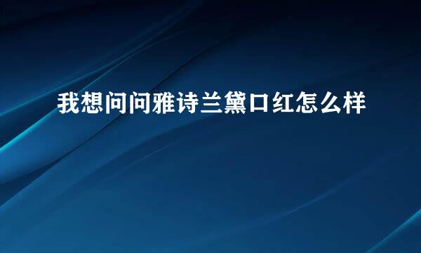 我想问问雅诗兰黛口红怎么样