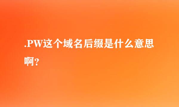 .PW这个域名后缀是什么意思啊？