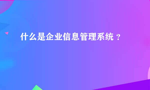 什么是企业信息管理系统 ？