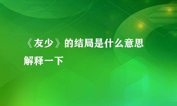 《友少》的结局是什么意思 解释一下