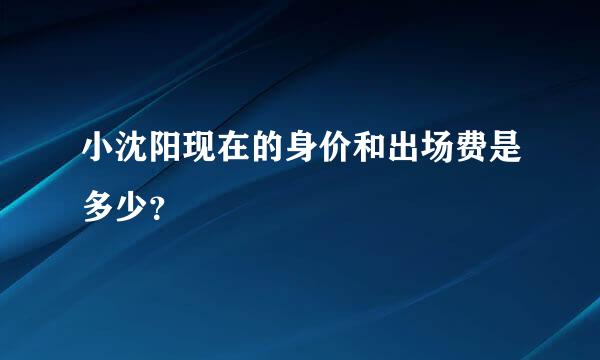 小沈阳现在的身价和出场费是多少？