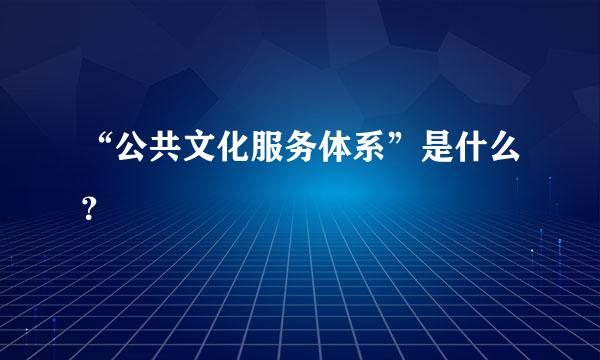 “公共文化服务体系”是什么？