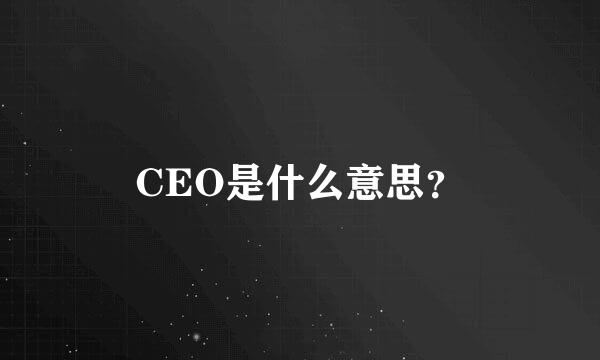 CEO是什么意思？