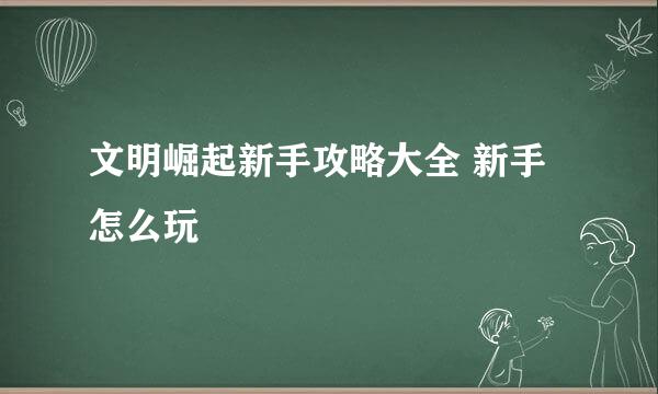 文明崛起新手攻略大全 新手怎么玩