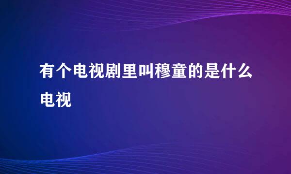 有个电视剧里叫穆童的是什么电视