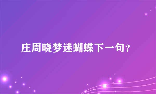 庄周晓梦迷蝴蝶下一句？