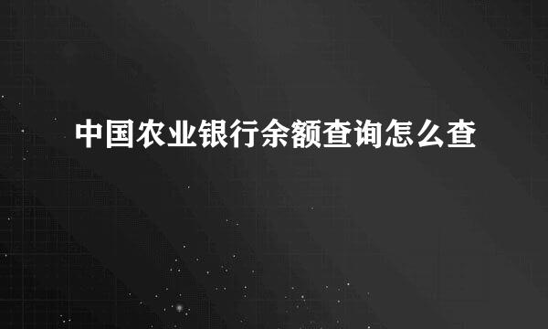 中国农业银行余额查询怎么查