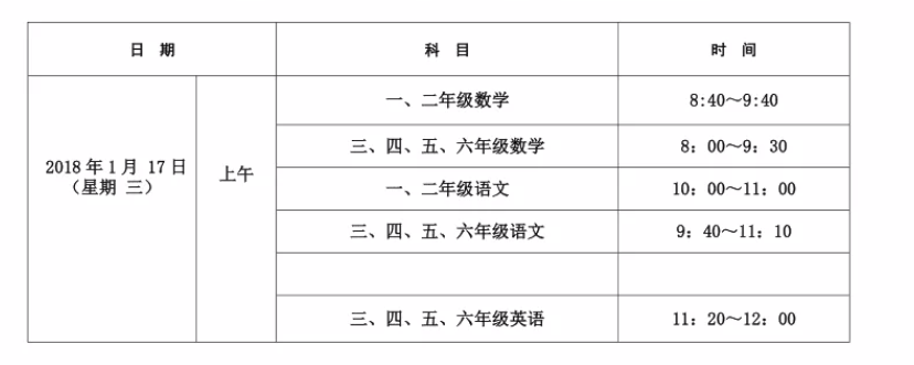 2022年小学暑假考试时间