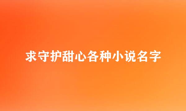 求守护甜心各种小说名字