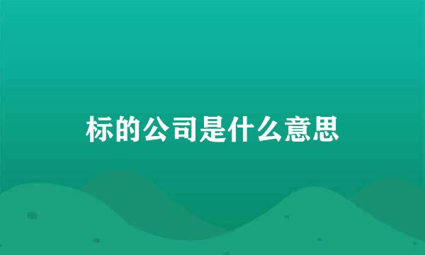 标的公司是什么意思