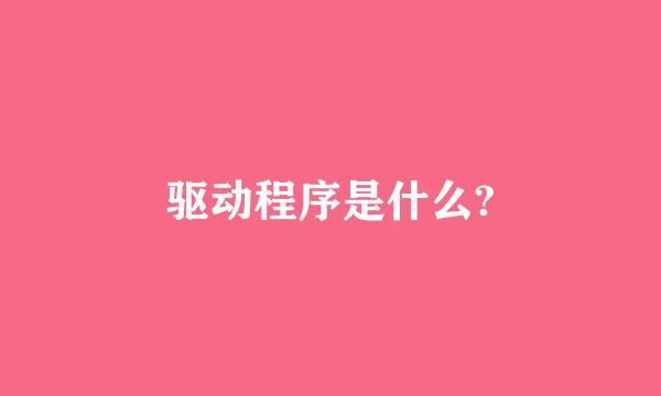 驱动程序是什么?