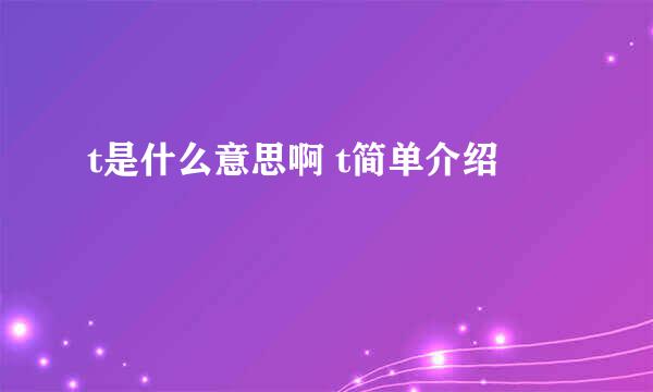 t是什么意思啊 t简单介绍