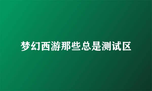 梦幻西游那些总是测试区