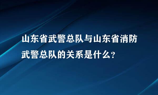 山东省武警总队与山东省消防武警总队的关系是什么？